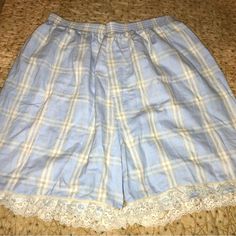 Xl Light Blue Flannel Shorts/Boxers/Bloomers Size Xl New And Unworn Cotton Short Bottoms For Bedtime, Cotton Bloomers For Loungewear, Summer Pajama Shorts For Overnight, Summer Overnight Pajama Shorts, Cotton Bedtime Shorts For Spring, Spring Bedtime Bottoms Short Length, Spring Bedtime Cotton Shorts, Blue Sleep Shorts For Spring, Short Sleep Bottoms With Lace Trim