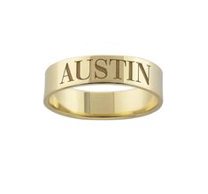 "Personalized name ring in gold or silver!! Engrave anything you like! 10 character limit Would make a great gift for yourself or a loved one!! Ring is: -sterling silver -14K gold plated -stamped \"925\" You can order your initial, name, kids names, etc. ** in the \"letter to seller\" section please include your email address and what you want personalized on your ring** Free shipping in the US! If you have questions please don't hesitate to ask. Happy shopping!!" Gold Promise Ring With Engraved Text, Classic Gold Engraved Ring With Custom Name, Classic Gold Rings With Names, Classic Yellow Gold Engraved Ring With Custom Name, Classic Rings With Custom Name For Personalized Gift, Customizable Yellow Gold Engraved Promise Ring, Personalized Yellow Gold Engraved Ring, Classic Gold Rings With Custom Name, Classic Custom Name Rings For Personalized Gift