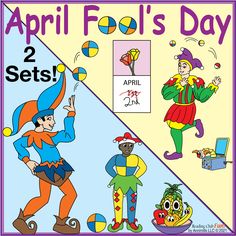 an image of two clowns in different costumes for the same day and another drawing