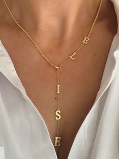 Mom Necklace Personalized, Layering Jewelry, Block Letters, Trendy Necklace, Necklace Initial, Gold Name Necklace, Y Necklace, Necklace Layering, Jewelry Personalized