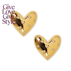 in stock Gold Heart Earrings, Pave Earrings, Gold Heart Earring, Heart Stud Earrings, Earring Studs, Puffy Heart, Heart Studs, Heart Earrings Studs, Gold Heart