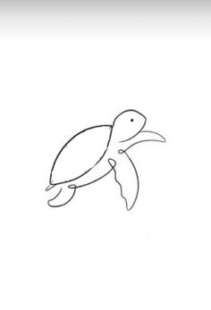 a line drawing of a turtle in flight