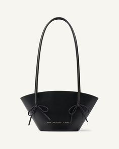 Small Basket with Bows Black - Chylak Elegant Leather Bags With Bow, Elegant Bags With Bow For Everyday Use, Elegant Shoulder Bag With Bow For Daily Use, Elegant Evening Bucket Bag With Leather Handles, Elegant Tote Shoulder Bag With Bow, Elegant Bow Tote Shoulder Bag, Black Structured Shoulder Bag With Handles, Luxury Formal Shoulder Bag With Bow, Elegant Black Bag With Bow