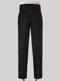 Be the best-dressed in order to be a gentleman that demands perfection. Crafted from wool blend, our Napoleon Black Stone Double Gurkha Wool Trousers are elegant with a smooth and rich effect that exudes style and utmost comfort. An essential pants for your wardrobe which will make your ensemble exceptional. 
 
Look Includes   Napolean Stone Black Wool Fabric  Cross Pocket  Two Pleated Front  Double Button Fastening Wide Waistband  Diamond Pocket On Right  1.5inch Trouser Cuffs  Two Welted Back Black Wool Fabric, Essential Pants, Grey Wool Suit, Blue Linen Shirt, Brown Corduroy Jacket, Fabric Cross, Cashmere Jacket, Tweed Suits, Tuxedo Shirts