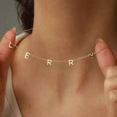 "L E T T E R ∙ N A M E ∙ N E C K L A C E Sweet and meaningful gold necklace perfect Birthday Mother's Day gift for women mother, wife, daughter, sister, friend, niece, girlfriend, classmates, bridesmaid... You will never go wrong with this fashion necklace. Necklace made of stainless steel 18K real gold plated, not fade, rust, tarnish, corrode, stain, turn black. Durable and Hypoallergenic, safe to wear on sensitive skin. * Material: High Quality Solid 925 Sterling Silver * Dimension: 7mm letter height * Finish: Sterling Silver ∙ 18K Gold ∙ Rose Gold * All our jewelry is custom made by hand with Love and Care in our workshop ♡ H O W ∙ T O ∙ O R D E R * Simply use the 'PERSONALIZATION BOX' to let us know the NAME / LETTERS / SYMBOLS that you would like (Up to 10 Characters). ♡ YOUR PERSONAL Wedding Daughter, Best Friend Necklaces, Initial Necklace Gold, Minimalist Gifts, Friend Necklaces, Meaningful Jewelry, Custom Name Necklace, Gold Initial, Gift Message