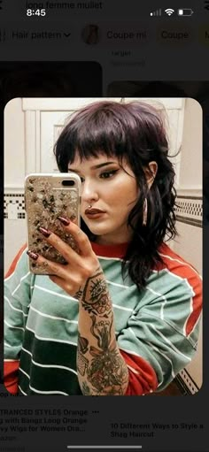 Wavy Edgy Hair, Alternative Shag Haircut, Alt Haircuts Shoulder Length, Wolf Cut Short Hair With Round Face, Medium Length Alternative Hair, Curly Alternative Hair, Edgy Medium Length Hair, Shag With Baby Bangs, Shag With Fringe