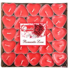 candles are arranged in a heart shaped box for valentine's day or other special occasion