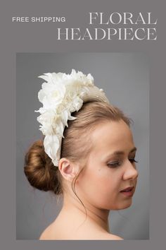 Bridal flower crown by TailoredMagic is hand made and hand stitched, free shipping. Bridal headband with pearls inspired by wonderful Kate Middleton. Large bridal headpiece comes with multi-sized faux pearls. Bridal hairband has been covered in a high quality Italian fabric in a beautiful light ivory and beige colours. Halo crown headband has been trimmed with flowers and leaves covering the right ear side of the padded headband. Wedding fascinator will instantly elevate any outfit. One size. Floral Headband Wedding, Headband With Pearls, Bridal Hairband, Beige Colours, Flower Headband Wedding, Bridal Headbands, Floral Headpiece Wedding, Bridal Flower Headband, Pearl Bridal Headband