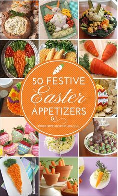 the cover of so festive easter appetizers, with pictures of carrots and other food