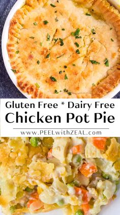 chicken pot pie with text overlay that reads gluten free dairy free chicken pot pie