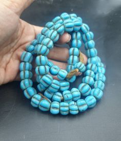 Antique Old Naga Hill Tribe Turquoise Blue Tone GLASS Ethnic bead Necklace strand For Create Jewelry collectible Great condition! Bead size : 6mm Length : 22 inches Blue Tone, Bleu Turquoise, Blue Tones, Everyday Jewelry, Bead Necklace, Turquoise Blue, Beaded Necklaces, Favorite Jewelry, Beaded Necklace