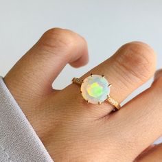 Ethiopian Welo Opal 14K Solid Gold Moissanite Diamond | Etsy Round Diamond Birthstone Gemstones, Diamond Birthstone Gemstones, Wedding White Gold Gemstones, Diamond White Emerald Ring With Round Cut, Dazzling Round Emerald Ring With Diamond Cut, Fine Jewelry Opal Ring With Center Stone, Opal Diamond Ring Fine Jewelry, Diamond Opal Ring Birthstone Fine Jewelry, 14k Gold Gemstones With Center Stone For Wedding