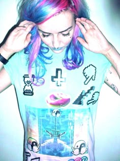 hair Aquapunk Fashion, Punk Beach Aesthetic, Seapunk Fashion, Moda Grunge