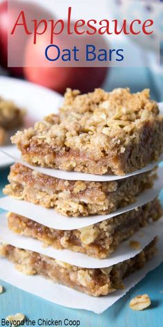 applesauce oatmeal bars stacked on top of each other