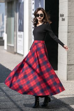 "This winter wool skirt is a classic piece of tailoring that will see you through rain or shine. It is cut with a flattering flared skirt to give you a wonderful shape. The winter skirt is perfect classic styling and ends at the ankle. This is a versatile skirt that you'll wear again and again. DETAILS: * More colors available https://etsy.me/3PsizLu * 30% wool, 30% fiber, 40% polyester * fully satiny liner * Two side pockets * Right zip closure * A little Back elastic, comfortable wear * Plus s Winter Wool Skirt, Maxi Skirt High Waisted, Wool Maxi Skirt, Plaid Wool Skirt, Handmade Skirts, High Waisted Maxi Skirt, Ankle Length Skirt, Best Winter Outfits, Womens Maxi Skirts