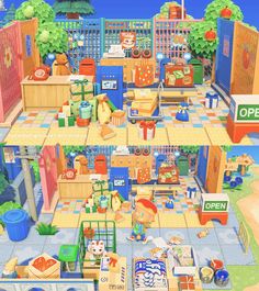 an animal crossing game with lots of furniture and items in the middle of the room