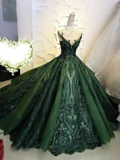 Contact+us:sofiepromdress@gmail.com Welcome+to+our+Store.Thanks+for+your+interested+in+our+gowns.As+a+manufacturer+specializing+in+producing+top-grade+wedding+gowns.+Wedding-dresses'+gowns+is+selected+high-quality+fabric.it+is+crafted+with+care+and+minute+attention+to+detail+and+designed+to+me... Dark Green Prom Dress, Ball Gowns Prom Elegant, Ball Gowns Aesthetic, Ball Gowns Wedding Dress, Ball Gown Prom Dresses, Gown Prom Dresses, Green Evening Dress, Lace Prom Dresses, Gowns Dresses Elegant