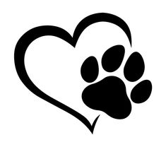 a heart shaped paw print with an animal's paw in the shape of a heart