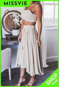 Meant to Be Two Piece Skirt Set Beach Vacation Clothes, Stagecoach Outfits, Style Causal, Prom Dress Sequin, Fancy Jumpsuit, Pleated Chiffon Skirt, Midi Size, Vacation Clothes, Dress Jumpsuit