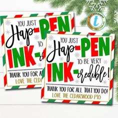 two christmas cards with the words, you just have to ink - it on them