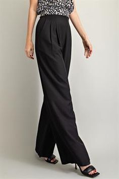 Luxury Black High Waist Wide Leg Pants, Glamorous Fitted Wide-leg Pants, Glamorous Black Wide-leg Bottoms, Chic Black Non-stretch Wide Leg Pants, Elegant Black Full-length Wide Leg Pants, High Waist Wide Leg Pants, Confident Style, Glam Fashion, Black Media