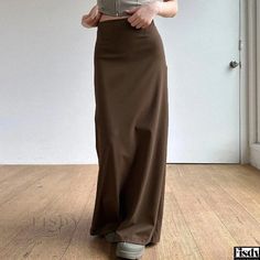 Fisdy - Elegant High-Waisted Skirt with Flared Hem High Waist Long Skirt, Flowy Style, High Waisted Maxi Skirt, Half Body, Wrap Around Dress, Wrap Around Skirt, Crop Top Dress, Long Skirts For Women, High Waist Dress