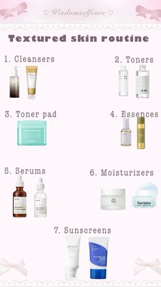 A Korean skincare routine made for Textured skin! All products available on Yesstyle! ♡ Skincare For Textured Skin, Routine Vision Board, Skincare Myths, Skincare Basics, Glow Up Aesthetic, Best Korean Skin Care Products, Glow Up Checklist, Perfect Routine, Glow Up Challenge