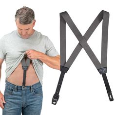 PRICES MAY VARY. FIT MATTERS; MEASURE FIRST - HIKERS Co.'s Hidden Suspenders are made for men of all sizes including big & tall. Order HIKERS in your size and easily tighten down by 2 full sizes for heavier loads. HIKERS are adjustable suspenders, with a rear belt loop hook that adjusts like a belt buckle. To find your size, simply measure over your shoulder from your center rear belt loop to your button fly. Watch our size guide video located on the left hand side, and scroll down to our size g Belt Alternative, New Gadgets For Men, Suspenders For Men, Cool Gadgets For Men, Gadgets For Men, Suspenders For Women, Suspender Pants, Shirt Tucked In, Hair Pulling