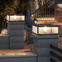 Modern Outdoor Post Lights Solar Fence Pillar Light Deck Post Lights Waterproof - Dazuma Driveway Posts, Firepit Seating, Seating Wall, Deck Post Lights, Outdoor Pillar Lights, Dock Ideas, Outside Lights, Outdoor Lamps, Deck Outdoor