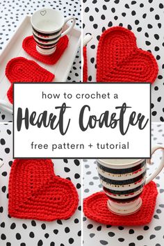 how to crochet a heart coaster with free pattern and video instructions for making it