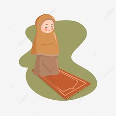 a muslim woman is praying on the ground, cartoon, illustration png and psd