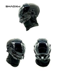 Futuristic mask Cyberpunk Helmet Mask For Protection, Black Sci-fi Masks And Prosthetics For Cosplay Events, Sci-fi Black Masks And Prosthetics For Cosplay, Cyberpunk Masks And Prosthetics For Cosplay, Black Helmet-shaped Mask For Cosplay, Black Helmet Mask For Cosplay Events, Black Helmet Mask For Cosplay, Futuristic Black Masks And Prosthetics For Cosplay, Cyberpunk Full Face Mask For Protection