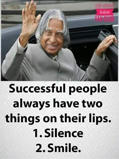 an old woman waving out her car window with the words successful people always have two things on their lips