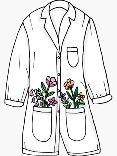 a white jacket with flowers in the pocket