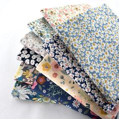 several different types of fabric on a white surface