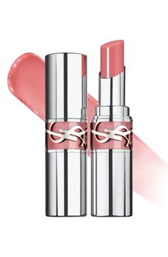 What it is: A buildable lipstick-to-oil hybrid made with six nourishing oils for a smooth glide, a creamy shine and up to 24-hour hydration. What it does: This iconic lip color offers the color of a lipstick with the slip of an oil. Made with a 60% oil base and fig pulp, the formula melts on lips for instant hydration and softer, moisturized lips over time. Choose from neutral everyday nudes to pops of mauve and pink. How to use: Define your lip contours with Touche Éclat (sold separately) befor My Makeup Wishlist, Coquette Lip Products, Rosy Pink Lipstick, Trendy Lip Products, Makeup To Buy Products, Ysl Lip Balm, Lip Products Collection, Ysl Lipgloss, Ysl Lip Gloss