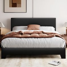 the bed is made and ready for someone to use it in their home or office