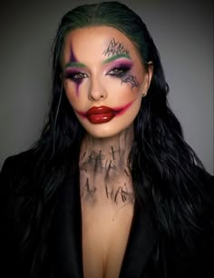 Hallowen Schminke, Female Joker Halloween, Joker Halloween Makeup, Joker Halloween Costume, Holloween Makeup, Joker Halloween, Joker Makeup