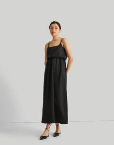 Elevate your style effortlessly with our chic Strappy Maxi Dress, perfect for those moments when you seek an elevated yet relaxed look. This dress features adjustable straps for a personalized fit and a sinched tie-front waist that accentuates your silhouette with a faux French tuck style. Embrace the ease and elegance of this relaxed-fit dress, complete with functional pockets on both sides and side slits for added comfort and movement. Ideal for warm weather occasions and versatile enough for French Tuck, Dinner Party Dress, Biodegradable Materials, Strappy Maxi Dress, Indian Fashion Designers, Summer Events, Black Maxi, Womens Dress, Sewing Thread