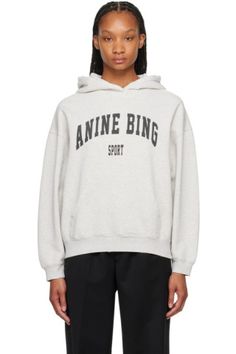 ANINE BING - Gray Harvey Hoodie Anine Bing Hoodie, Annie Bing, French Terry Hoodie, Anine Bing, Wardrobe Basics, Menswear Inspired, Clothing Labels, Cotton Fleece, Grey Hoodie