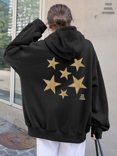 Gold Stars Hoodie, Y2k Hoodie, Streetwear Sweatshirt, Golden Star Pullover, Preppy Clothes, Stockholm Style Sweater, Teenage Girl Gifts Looking for a cozy, stylish hoodie with a unique vibe? This soft, smooth hoodie is the ultimate go-to for cooler evenings. Crafted from a blend of pre-shrunk cotton and polyester, it's both comfortable and durable, making it a perfect addition to your everyday wardrobe. FEATURES:  📌 Made from 50% pre-shrunk cotton, 50% polyester for a soft feel and lasting comfort 📌 Air-jet spun yarn reduces pilling and adds extra softness 📌 Double-lined hood with matching drawcord for a cozy, adjustable fit 📌 Quarter-turned body to keep it crease-free down the middle 📌 Athletic rib-knit cuffs and waistband with spandex for enhanced stretch and shape 📌 Finished with Clothes Stockholm, Style Stockholm, Star Hoodie, Hoodie Diy, Hoodie Y2k, Streetwear Sweatshirt, Preppy Clothes, Hoodie Streetwear, Y2k Hoodie