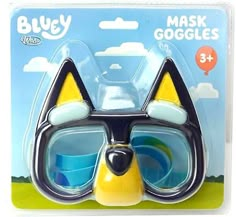 a yellow and black cat mask with goggles on it's face in the packaging