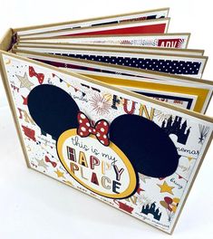 a card with mickey mouse's ears on it and the words happy place in front