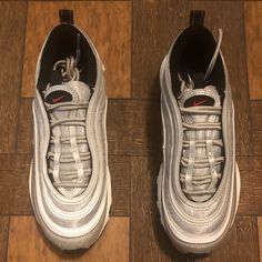 Womens Nike Air Max 97 Silver Bullet Item Has Been Worn Very Very Gently And Could Be Considered Like Brand New Item Does Not Come With Original Box No Scratches, Scuffs Or Snags Please Review All Photos Provided Before Purchase Size 7 Color Silver Retro New Balance, Air Max 97 Silver Bullet, Womens Nike Air Max, Nike Silver, Silver Bullet, Nike Air Max For Women, Womens Nike, Air Max Plus, Nike Air Max 97