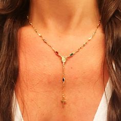 Rosary Necklace Catholic Rosary Religious Jewelry Lariat Necklace Y Lariat Gold Lariat Necklace Layering Necklace Layered Necklace Rosary Gold Lariat Necklace, Necklace Layered, Catholic Rosary, Catholic Jewelry, Necklace Layering, Rosary Necklace, Rosary Catholic, Necklace Chain Lengths, Gold Necklace Women