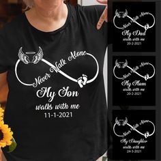 Memorial I Never Walk Alone My Guardian Angel Walks With Me - Personalized Apparel - Memorial Gift For Family Members banner_1_23e2989f-ba25-495f-926f-14d34eeeb6aa.jpg?v=1643787488 Rip Shirts Ideas, In Loving Memory Shirts, Memory Tshirt, Ripped Shirts, Walk Alone, Walking Alone, The Way Home, Personalized Clothes, T Shirts With Sayings