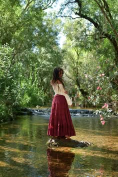 Long Boho Maxi Skirt Prairie Skirt Flamenco Skirt Ruffle | Etsy Red Maxi Skirt Outfit Aesthetic, Long Frill Skirt Outfit, Red Boho Skirt, Maxi Skirt Poses, Long Red Skirt Outfit Ideas, Boho Long Skirt Outfit, Flowy Skirt Aesthetic, Poses With Long Skirt, Big Skirt Outfit