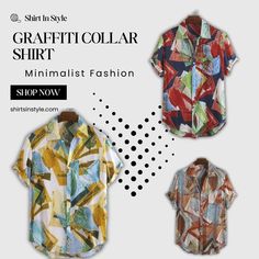 Make a bold statement with our Graffiti Collar Shirt from Shirts In Style! 🎨👕 This unique and trendy shirt features an eye-catching graffiti-inspired design on the collar, adding a pop of artistic flair to your outfit. Crafted with high-quality materials, it offers both style and comfort. Whether you're attending a casual gathering or heading to a night out with friends, this shirt will instantly elevate your look. Spring Clothing, Missing Piece, Trendy Shirts, Collar Shirt, Out With Friends, Collar Shirts, Minimalist Fashion, Your Outfit, Spring Outfits