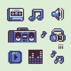 Pixel Art Ideas 8bit Art Pixel, Camera Pixel Art, Y2k Pixel Art, 32 Bit Pixel Art, 16 Bit Pixel Art, 8bit Icons, Pixel Art Items, Music Pixel Art, Pixel Illustration