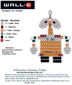 a cross stitch pattern for a bead robot with the name wall e on it